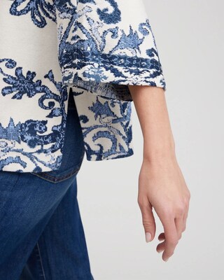 Jacquard Knit Short Kimono