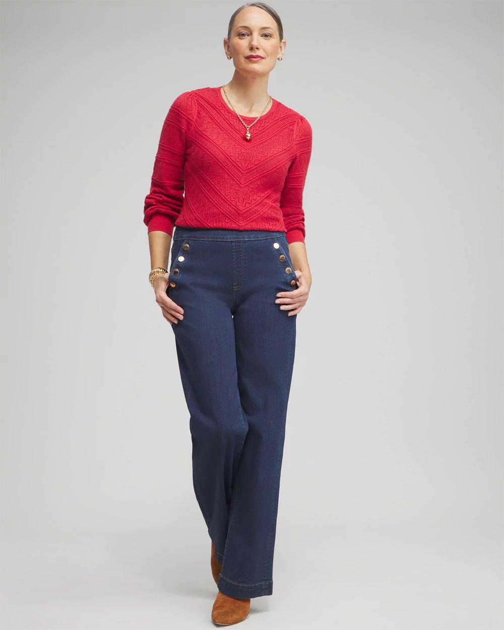 Pointelle Cashmere Blend Pullover
