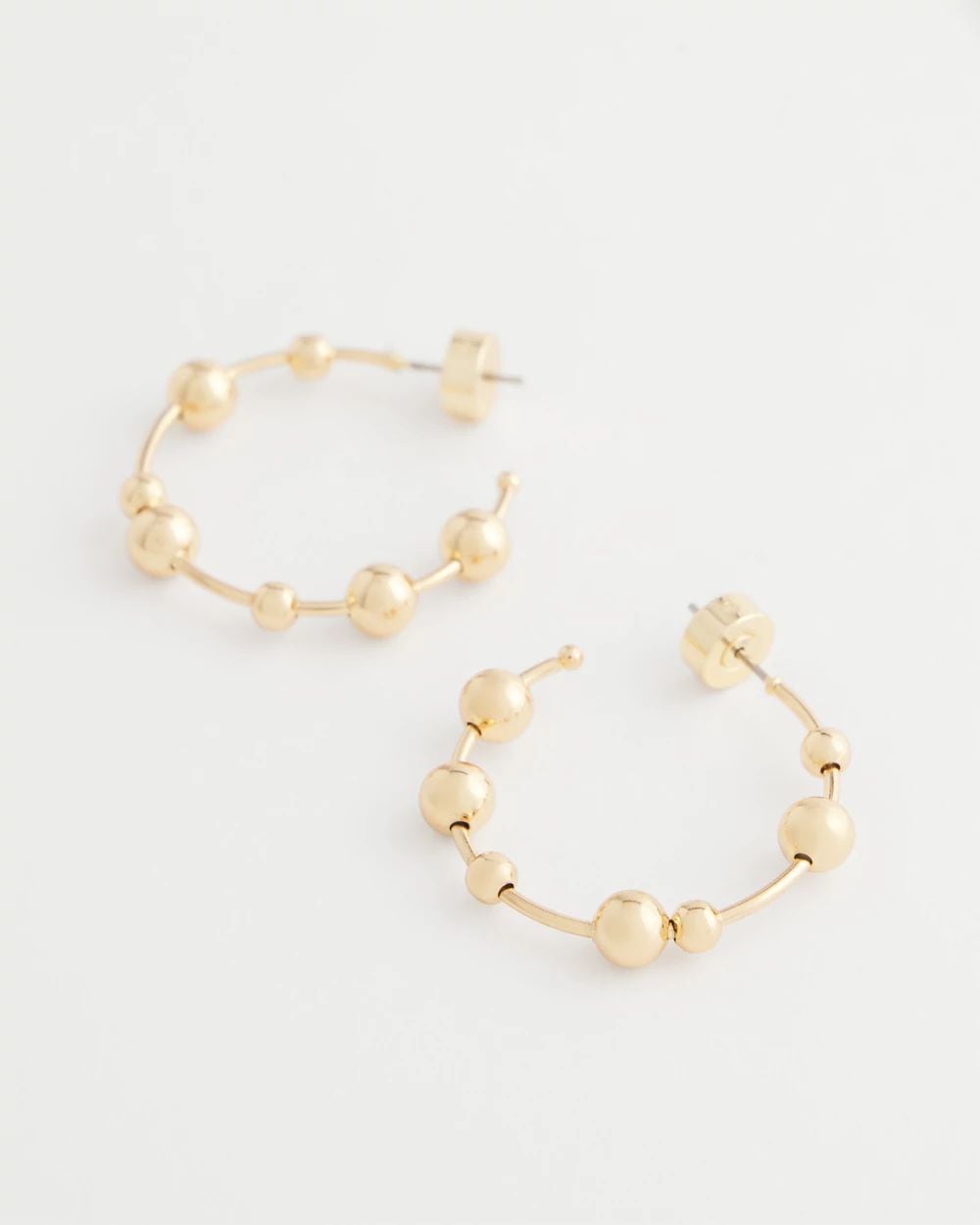 Goldtone Beaded Hoop Earrings