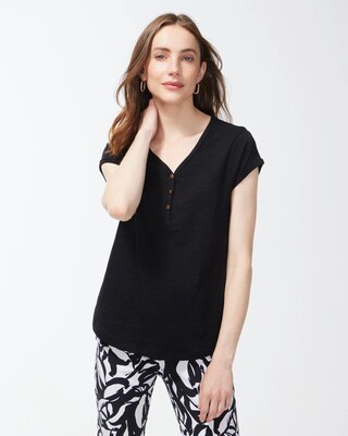 Cap Sleeve Henley Tee