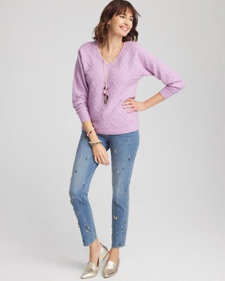 V-Neck Cable-knit Pullover Sweater click to view larger image.