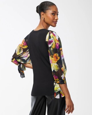 Floral Chiffon Sleeve Tee