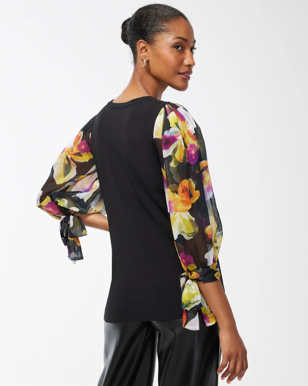 Floral Chiffon Sleeve Tee