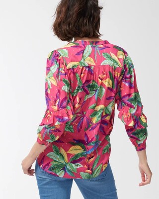 Floral Clip Dot Ruffle Blouse