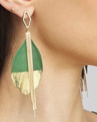No Droop™ Green Fringe Earrings