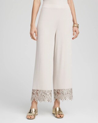 Petite Travelers™ Lace Trim Cropped Pants