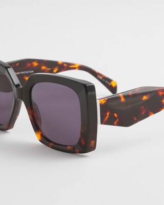 Faux Tort Rectangle Sunglasses