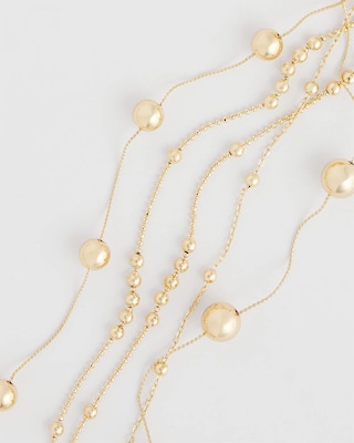 Multistrand Beaded Goldtone Necklace click to view larger image.
