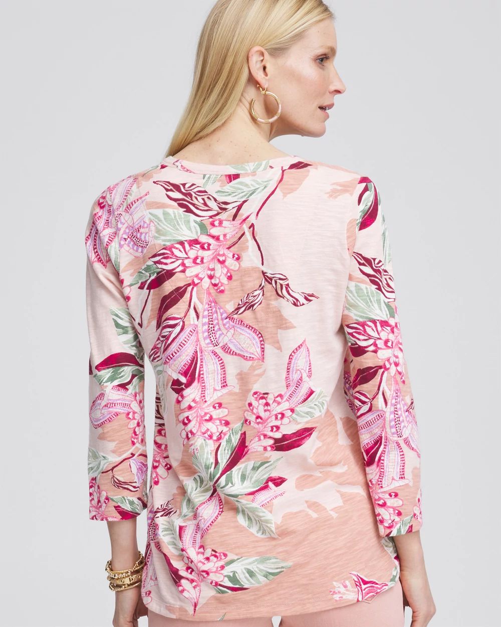 Floral Slub 3/4-Sleeve Tee click to view larger image.
