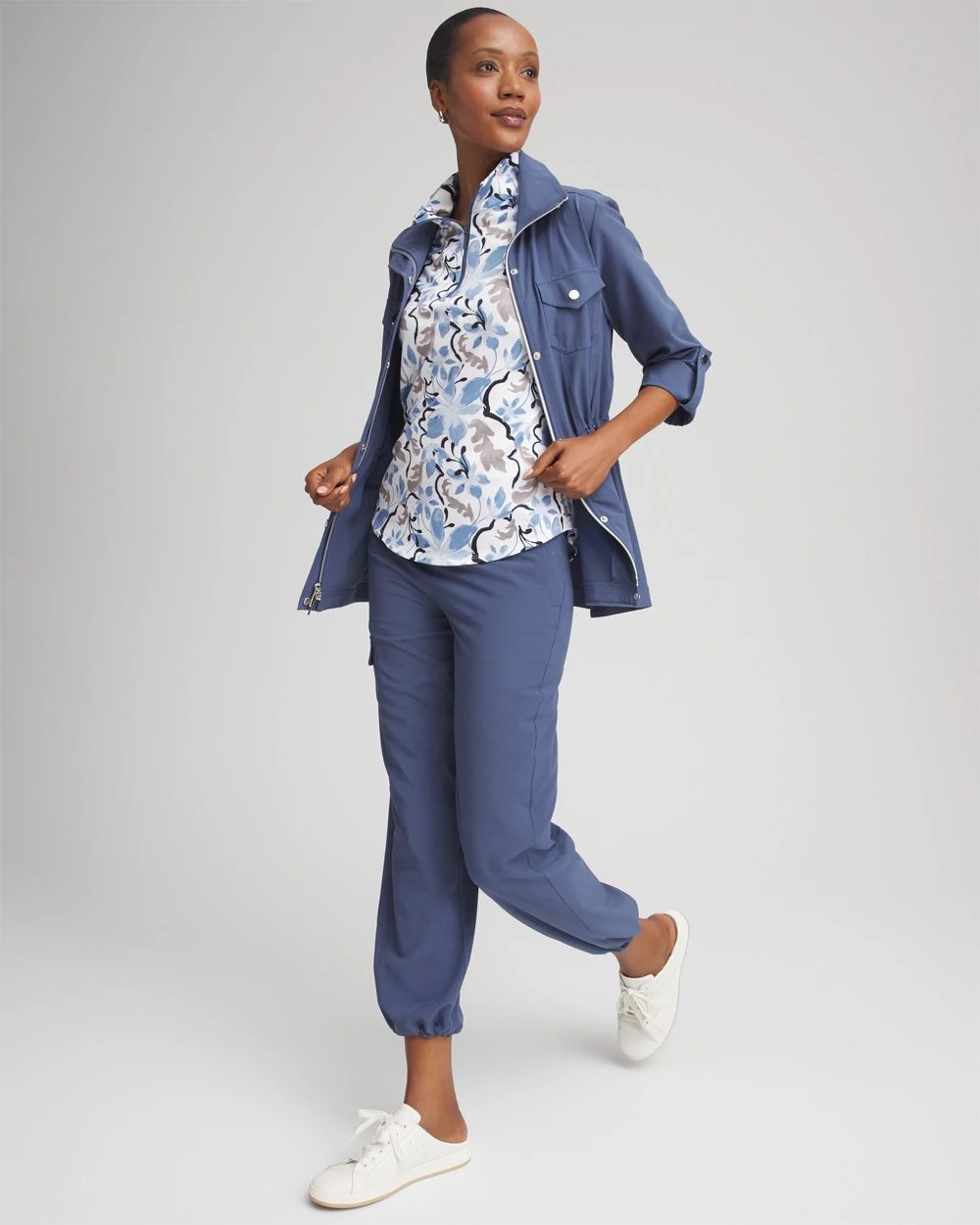 Zenergy® UPF Floral Half-Zip Mockneck Top