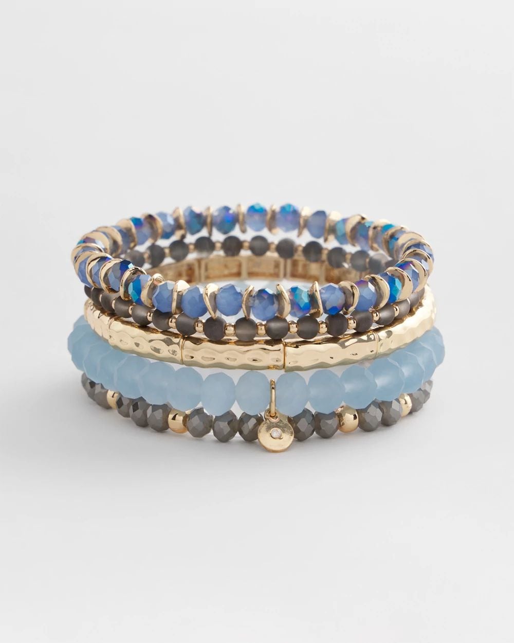 Blue Stretch Set of Five Bracelets click to view larger image.
