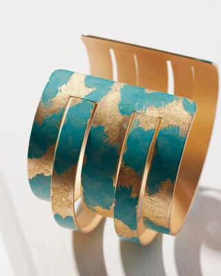 Turquoise and Gold Tone Cuff Bracelet