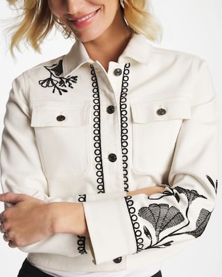 Ginkgo Embroidered Denim Jacket click to view larger image.