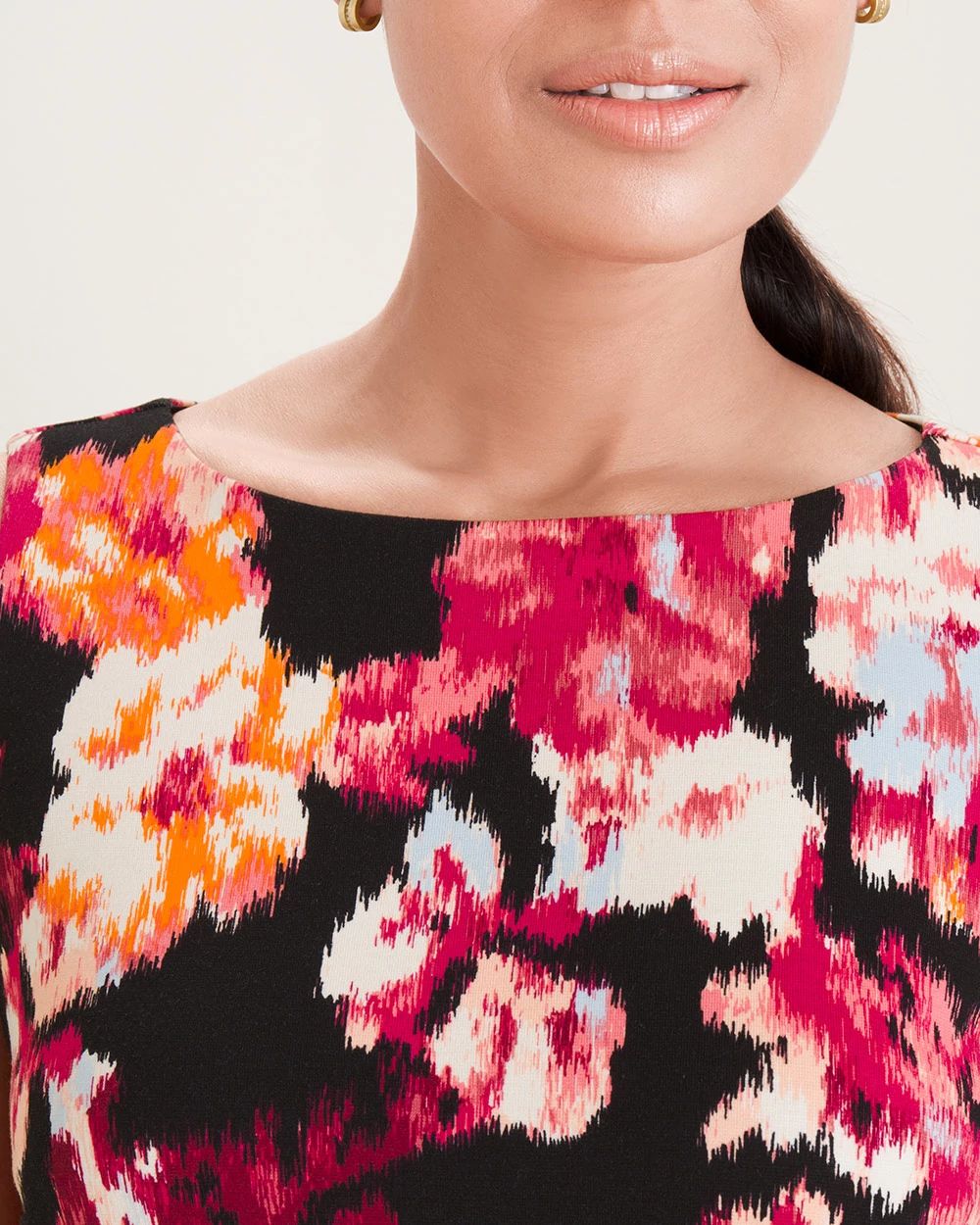 Floral-Print Ponte Shift Dress
