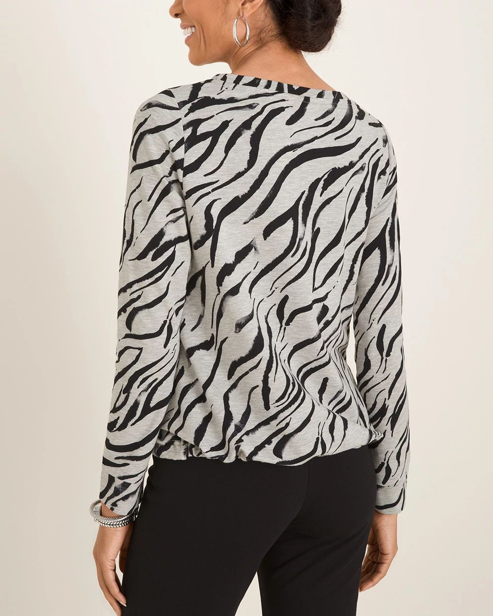 Zenergy Zebra-Print Cinched Pullover