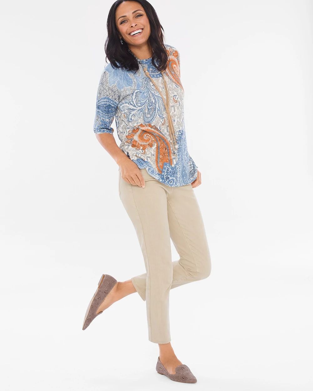 Paisley Side-Button Pullover