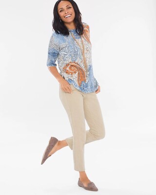 Paisley Side-Button Pullover