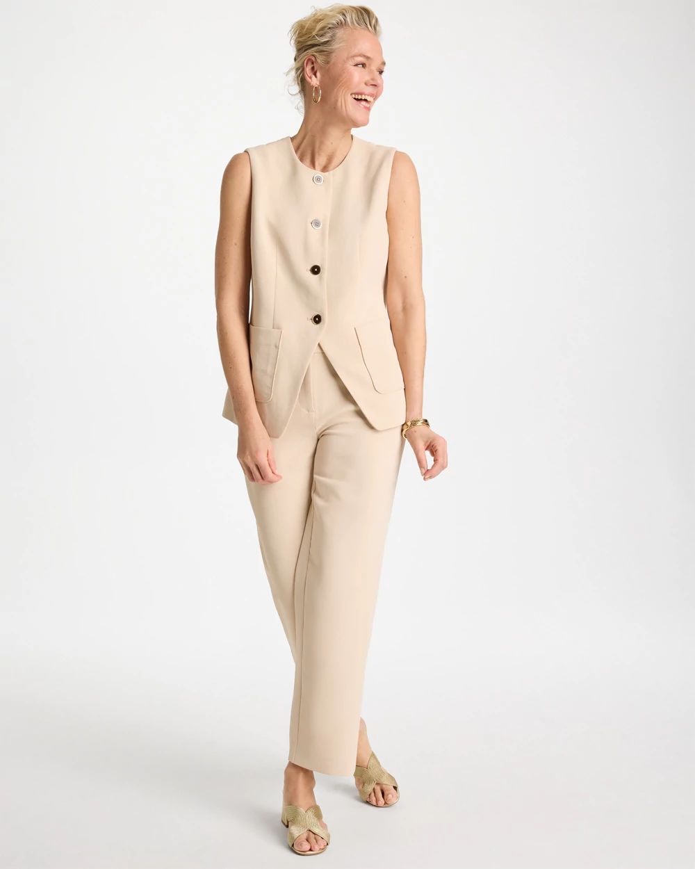 Split Hem Crepe Vest click to view larger image.