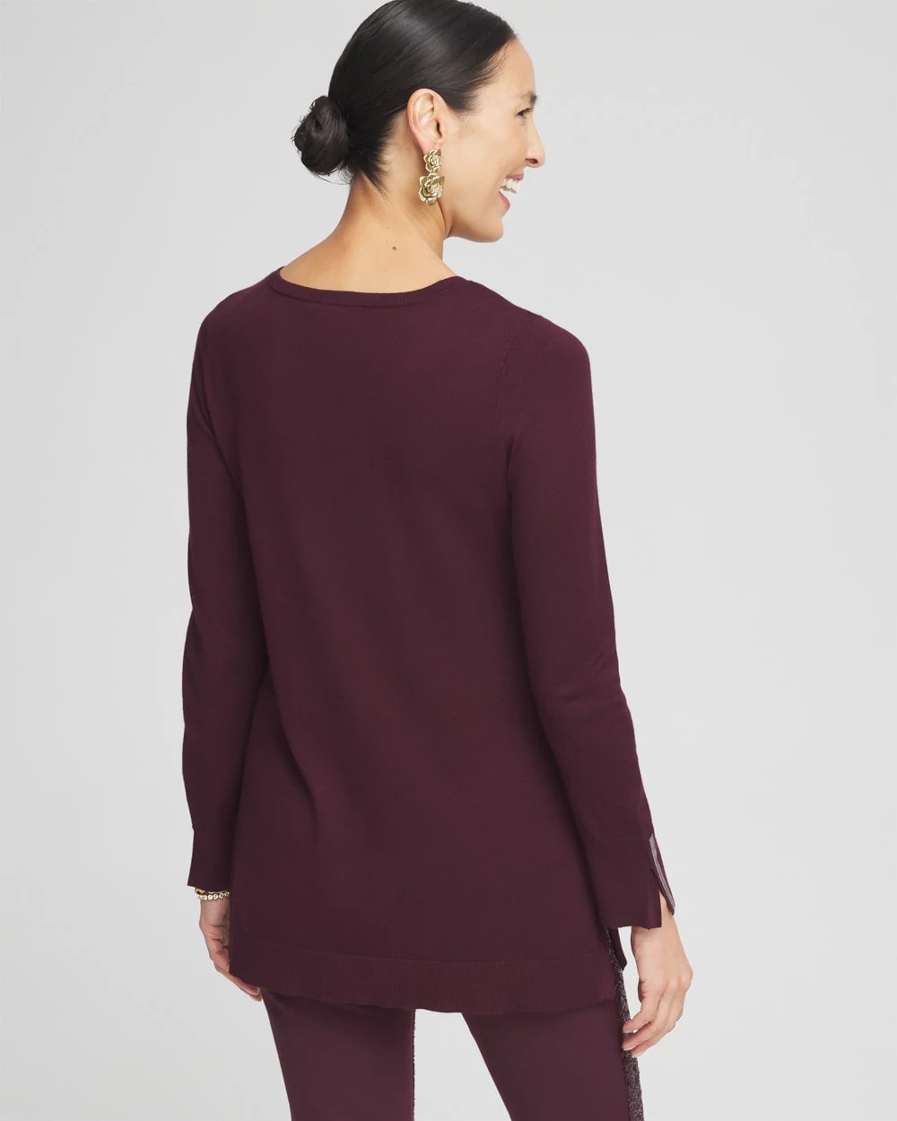 Embellished Crew Neck Sweater Tunic