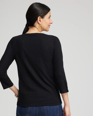 3/4 Sleeve Button Tee