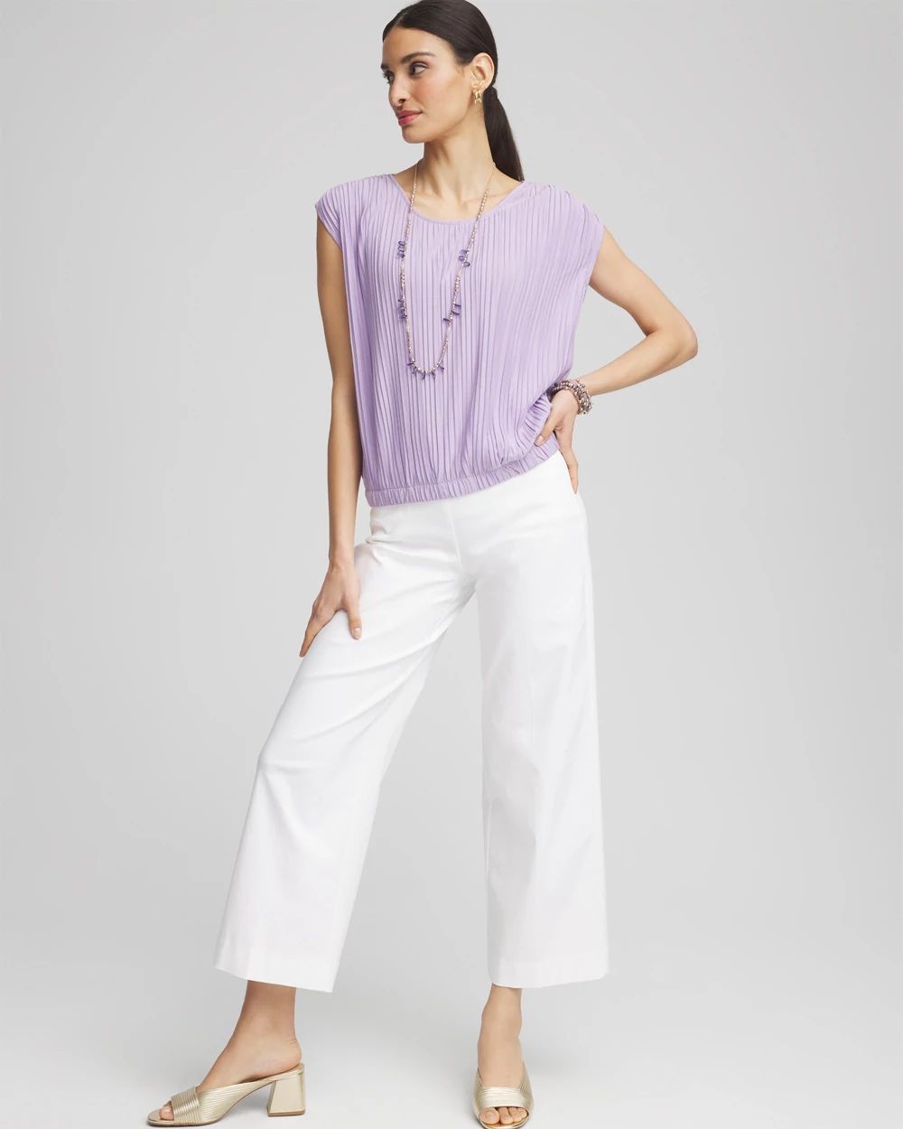 Pleated Bubble-Hem Tee click to view larger image.
