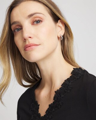 No Droop® Silvertone Twisted Hoop Earrings