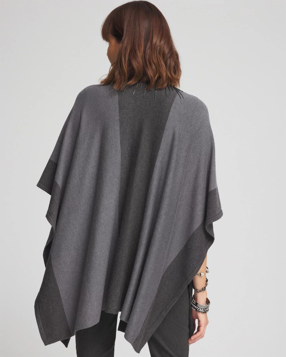 Embellished Colorblock Ruana