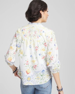 Floral Billow-Sleeve Blouse click to view larger image.