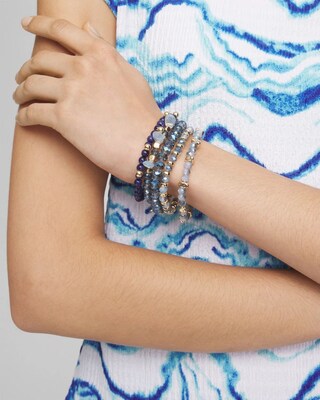 Blue Multi Stretch Set of Five Bracelets click to view larger image.