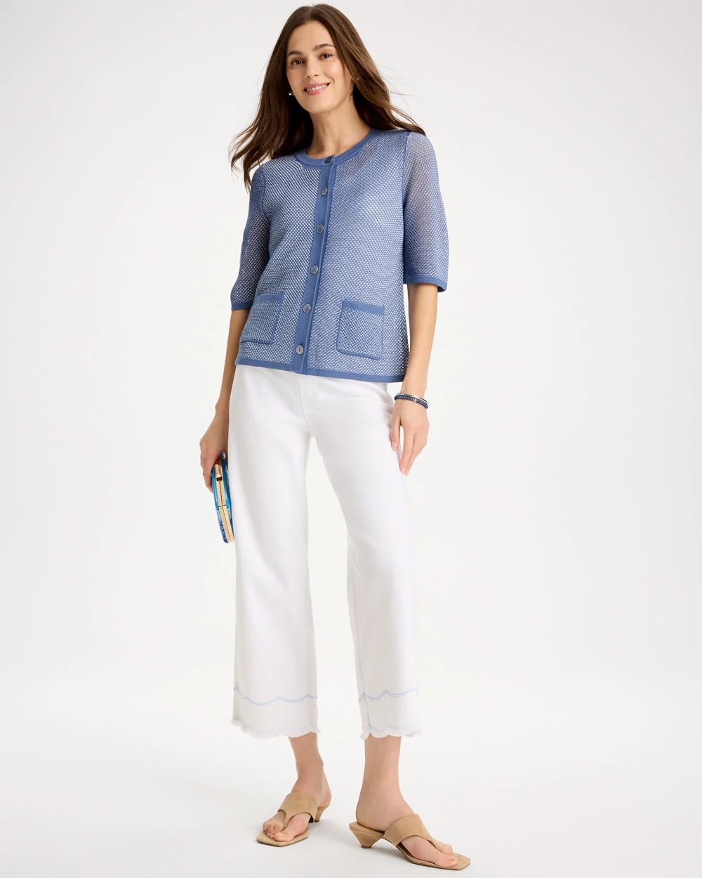 Pull-On Wide-Leg White Crop Jeans, photo 1 of 5