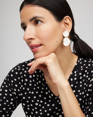 White Round Drop Earrings