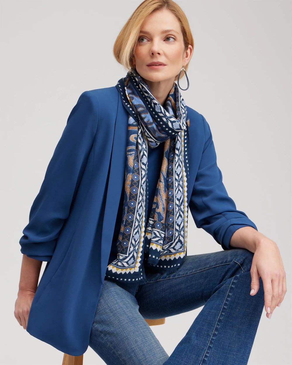 Tile Print Oblong Scarf