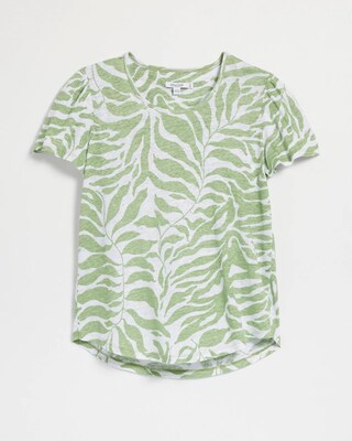Leaves Linen Flutter Sleeve Tee