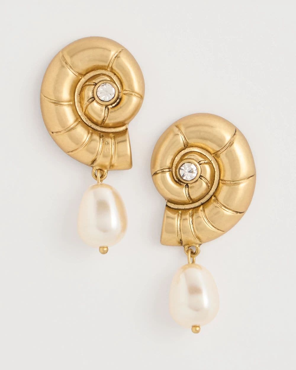 Goldtone Spiral Shell Earrings