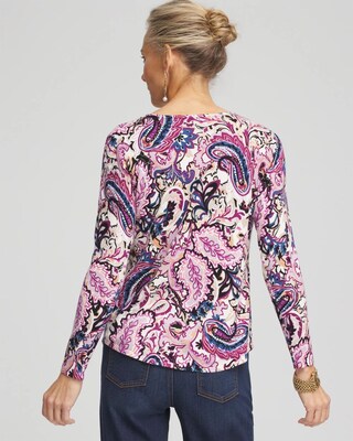 Paisley V-Neck Pullover Sweater click to view larger image.