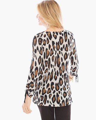 Cheetah-Print Tie Pullover