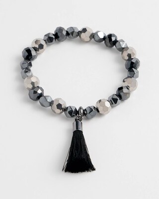 Black Beaded Tassel Bracelet click to view larger image.