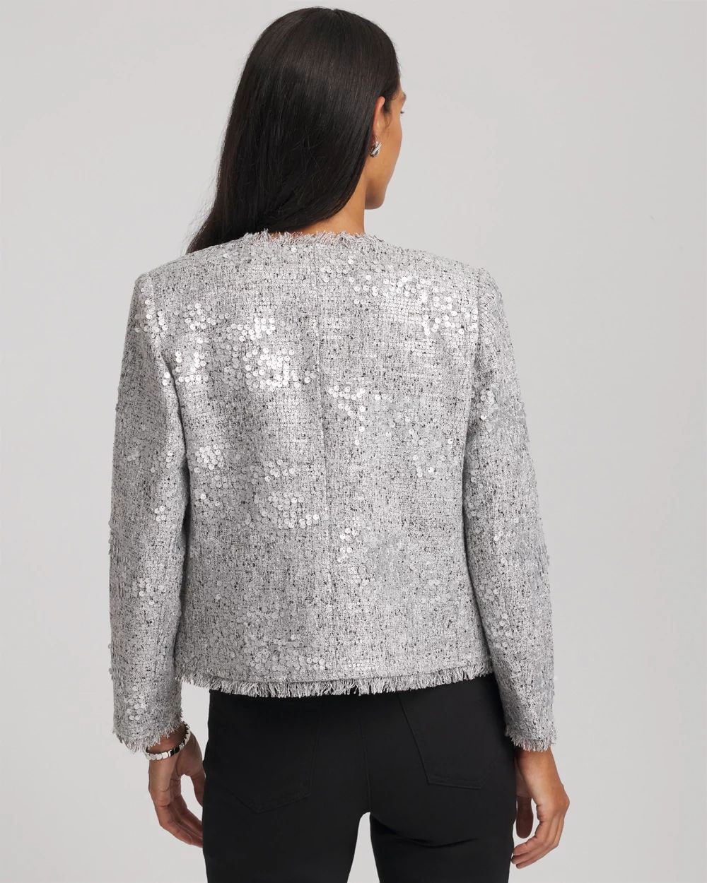 Silver Sequins Tweed Jacket click to view larger image.