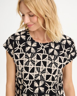 Cotton-Blend Crochet Dolman Tee click to view larger image.