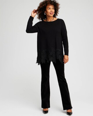Cashmere Blend Lace Hem Pullover Sweater