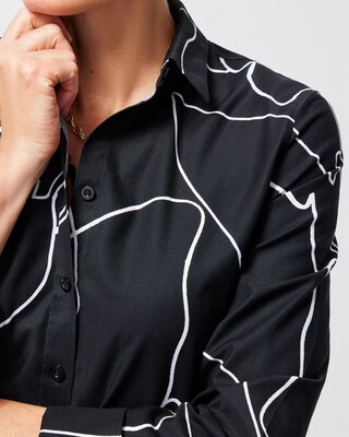 No Iron Stretch Line Print Shirt