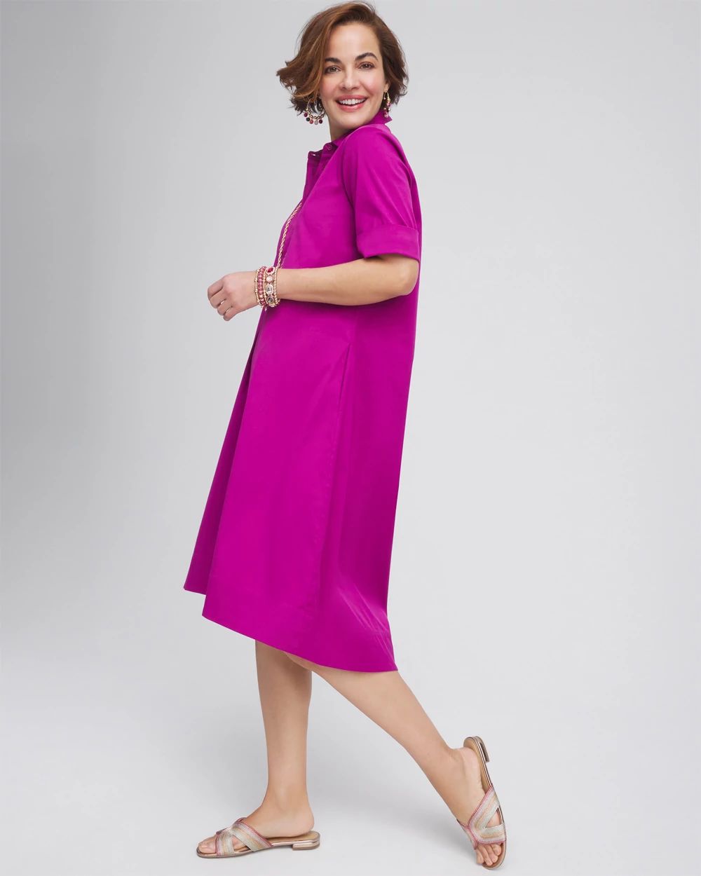 High-Low Hemmed Popover Shirtdress