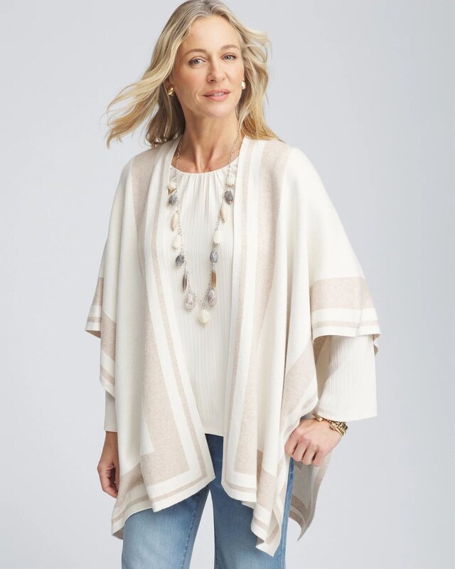 Striped Reversible Ruana - image 1