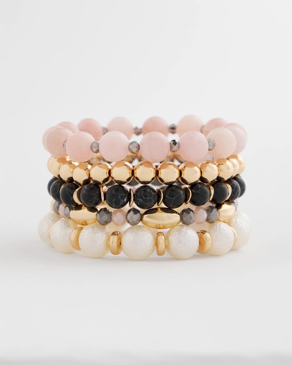 Stretch Set of Five Beaded Bracelets