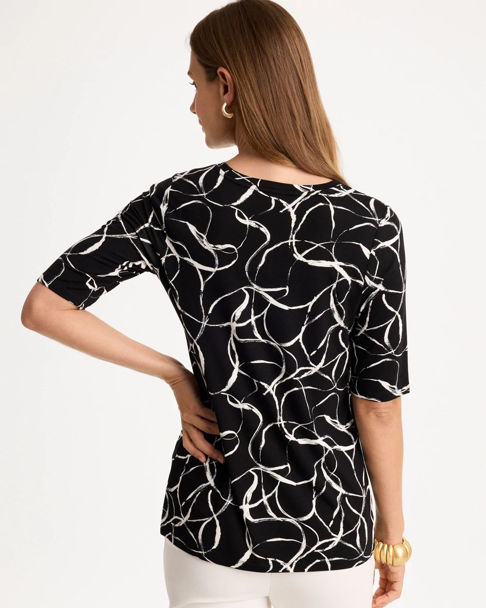 Abstract Touch of Cool™ Elbow-sleeve Layering Tee click to view larger image.