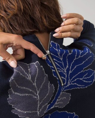 Floral Mockneck Pullover Sweater