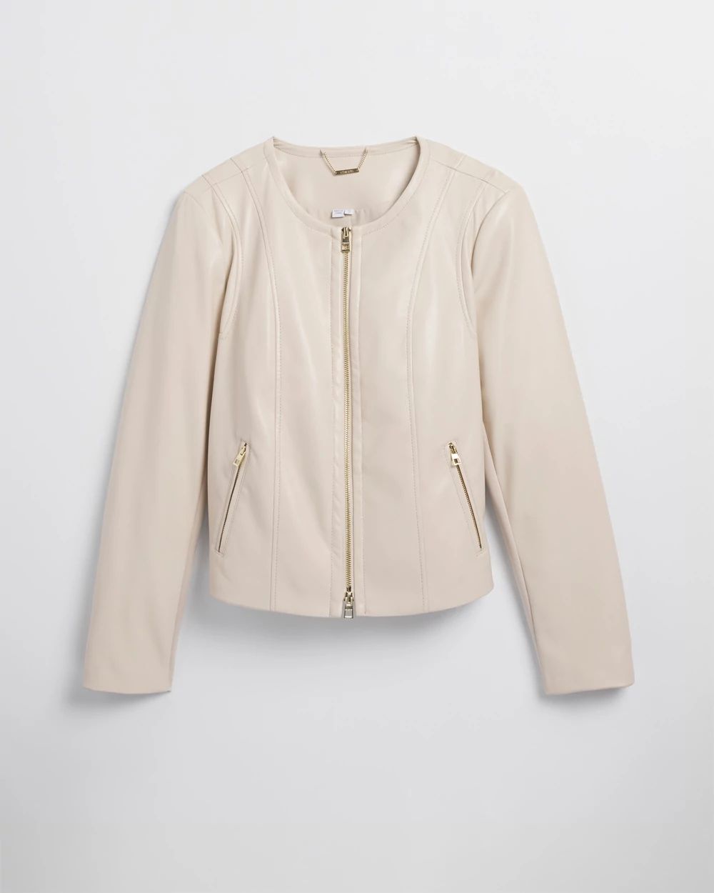 Faux Leather Ponte Detail Jacket