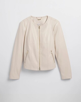 Faux Leather Ponte Detail Jacket