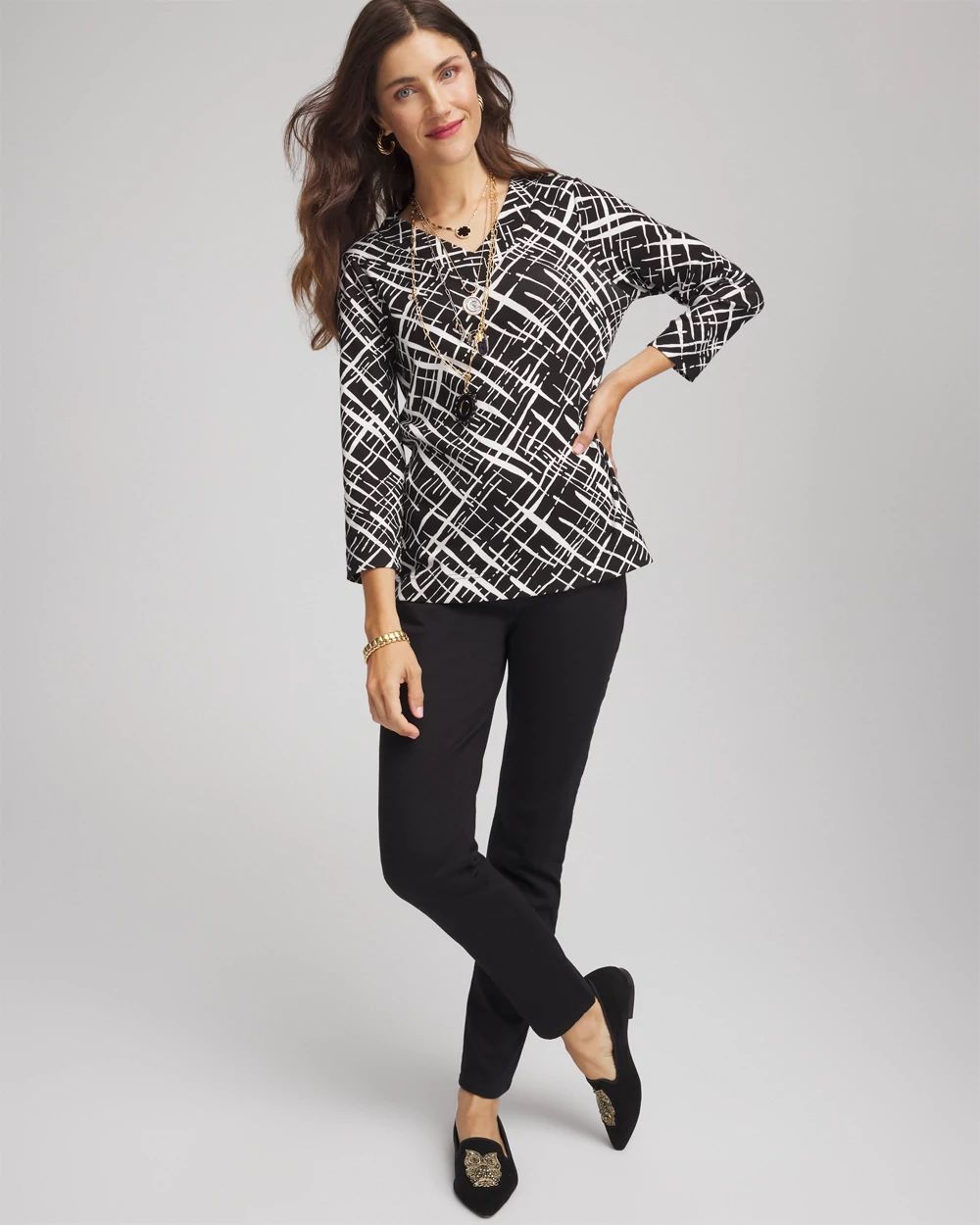 Printed Pima 3/4 Sleeve Tee