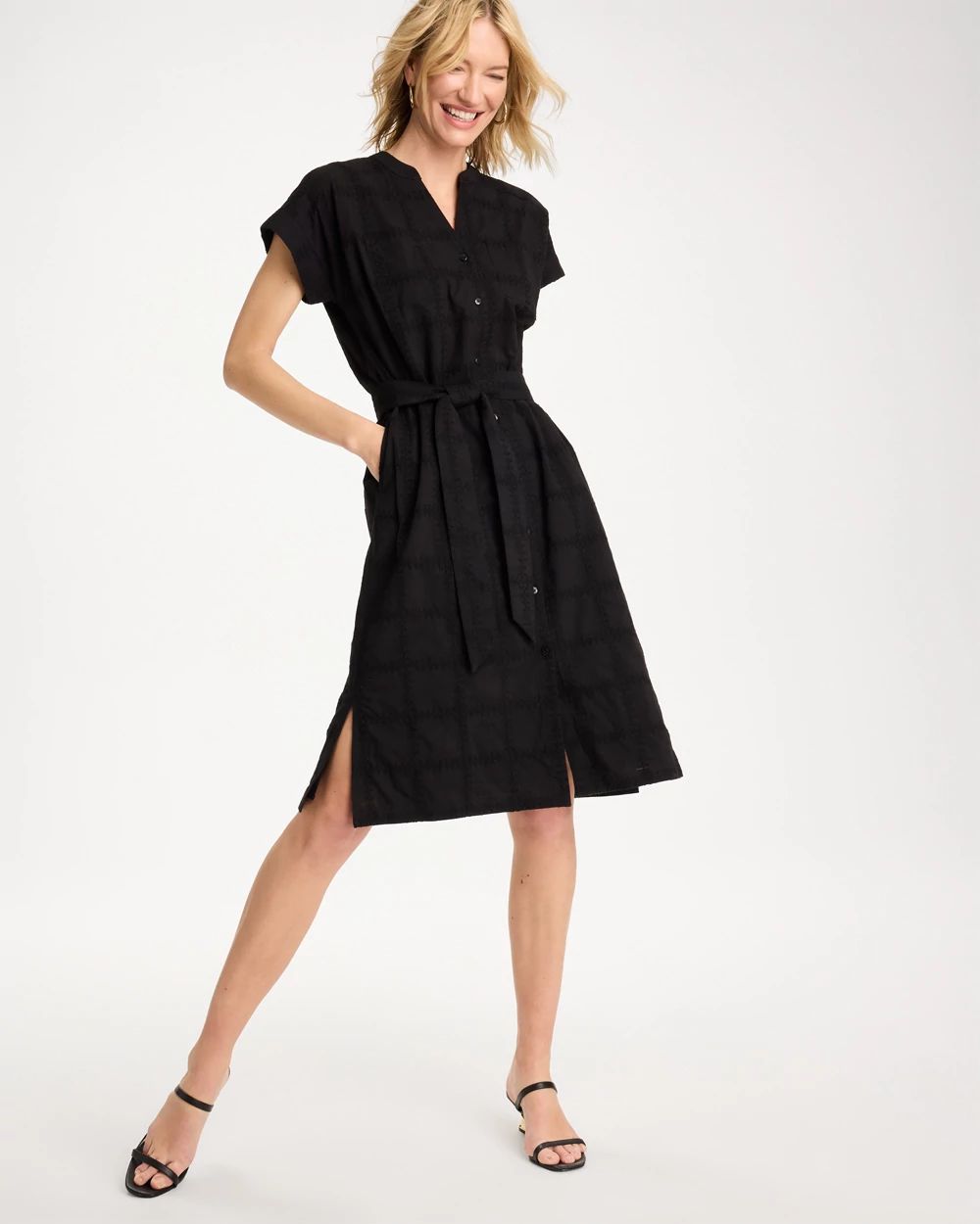 Embroidered Cotton Shirtdress click to view larger image.